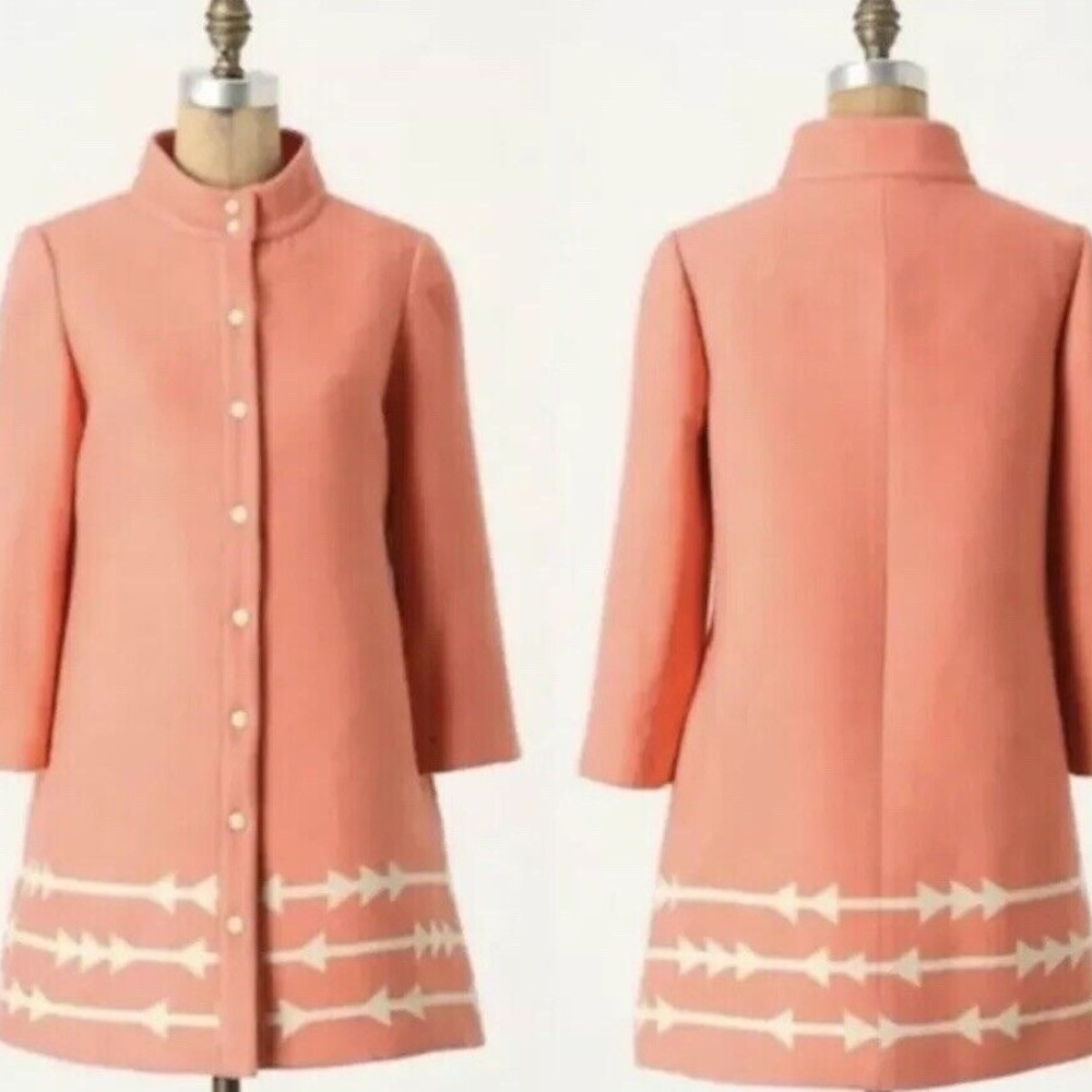 Anthropologie Lauren Moffatt Pink Arrow Coat